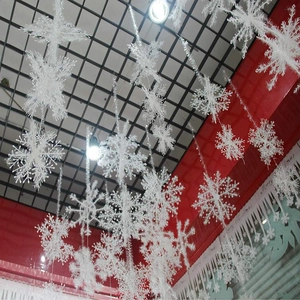 Sparkling white snowflake ornaments for Christmas tree hanging decoration with glitter finish