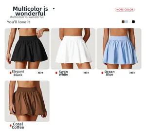 Quick-dry tennis skirt in black, white, light blue, and brown color variations
