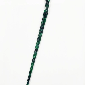 Minimalist green and black marble texture acetate hair pin with spiral top design