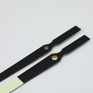 Luminous wall clock hands set with matte black finish and gold center axis for DIY repair