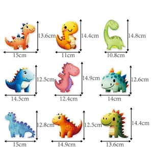 Dinosaur birthday party hanging swirls set with diverse cartoon dinosaur designs and cutouts