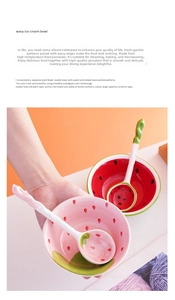 Detail of hand-painted ceramic strawberry bowl with heat-resistant glaze finish