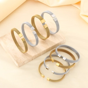 Lussuosi bracciali a polsino in maglia intrecciata placcati oro 18K e argento su pietra
