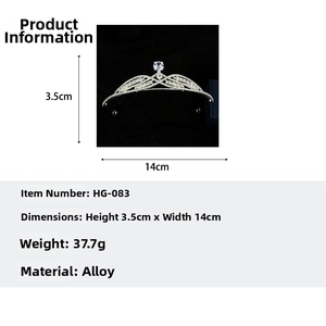 Detailed size and weight specs for silver rhinestone bridal crown in alloy material