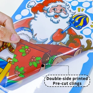 Doppelseitiger Weihnachtsmann-Glasaufkleber mit einfach abziehbarer, vorgestanzter Form