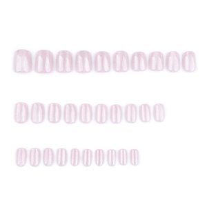 Sparkling pink cat eye press-on nails set with 30 pieces in short square shape