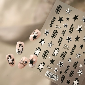 Minimalist star and python pattern nail art stickers TS4262 with trendy street style icons