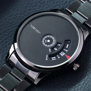 Herren Quarzuhr Wasserdicht Legierung Gehäuse Stahl Mesh Armband Kreative Rotierende Scheibe Zifferblatt Mode