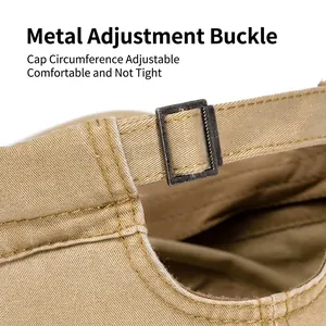 Cotton flat top military hat featuring a premium adjustable metal buckle on the back