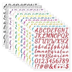 Handgeschriebene Alphabet Zahlen Aufkleber Wasserdichtes Vinyl Selbstklebend Für Scrapbooking DIY Basteln Bunt