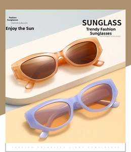 Detail of amber and lilac geometric sunglasses frames with model number 4020-141