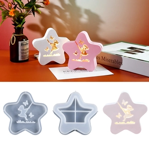 Molde de silicona estrella para caja de almacenaje con patrón hueco de niña y mariposas