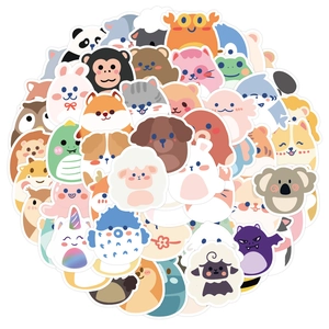 60 pieces of cute cartoon animal stickers for water bottles and luggage in colorful styles