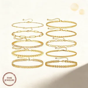Stainless Steel Bracelet For Women Zircon Minimalist Figaro Cuban Paperclip Snake Chain Jewelry Adjustable Accessory