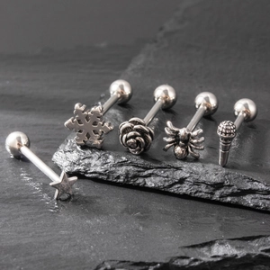 Stainless Steel Tongue Rings Barbell Piercing Gothic Punk Skull Rose Spider Snowflake Microphone Unisex Body Accessories