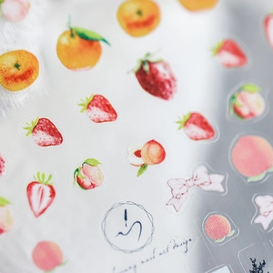Adesivi Per Unghie Ultra Sottili Opachi Trasparenti Adesivo Giapponese Acquerello Frutta Fragola Pesca Pizzo Fiocco Manicure