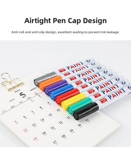 Detailed set of 9 colors paint markers with 2.8mm nibs and airtight cap design