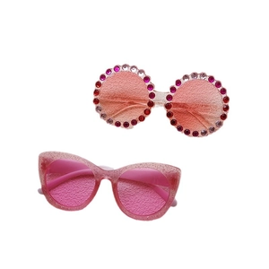 Pink rhinestone round frames and glittery cat-eye sunglasses for stylish children