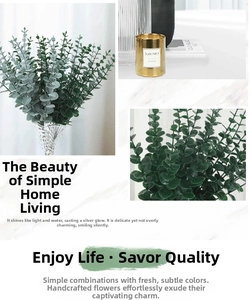 Realistic eucalyptus leaf stems in muted grey-green for Nordic style floral arrangements