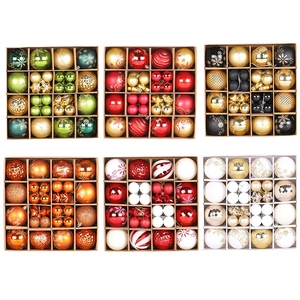 Assorted Christmas Tree Ornaments Balls Set Glitter Reindeer Snowflake Pattern Shatterproof Plastic Holiday Hanging Decorations For Home Party Seasonal Decor