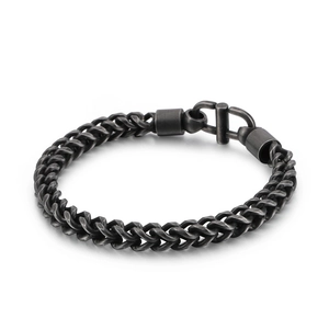 Mens vintage stainless steel dragon bone chain bracelet with retro T-bar clasp design