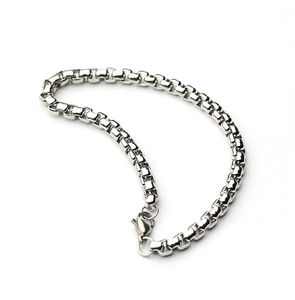Box Chain Bracelet 304 Stainless Steel Square Link Lobster Clasp Polished Jewelry For Men Women