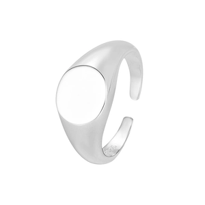 Minimalist S925 sterling silver open ring with a polished circular face in bright silver