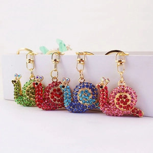 Snail Rhinestone Alloy Keychain Sparkling Animal Bag Charm Cute Crystal Ornament Jewelry Gift For Women Girls