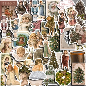 Vintage Christmas Stickers Waterproof Victorian Santa Claus Nutcracker Decals For Scrapbooking Journal Laptop Suitcase Retro Festive