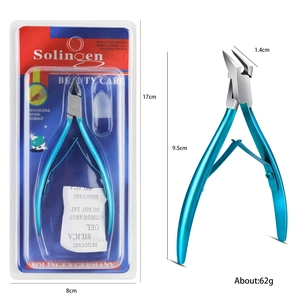 Blue stainless steel cuticle nipper for professional manicure and nail care