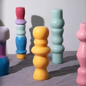 Modern stackable stone silicone mold for DIY Morandi colored scented candles and crafts