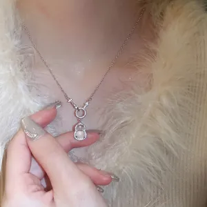 Elegant Gourd Pendant Necklace Copper With Zircon Inlaid Minimalist Chinese Style Clavicle Chain Women Jewelry