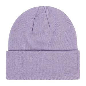 Lavender knitted beanie hat with cuffed brim for autumn and winter outdoor wear