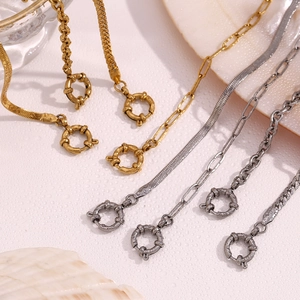 Dettagli di bracciali a catena a graffetta e serpente in acciaio inossidabile oro 18K e argento