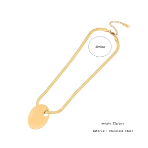 Detailed view of golden stainless steel snake chain necklace with size and weight specs