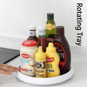 Lazy Susan Rotating Tray Plastic Non Slip Spinning Organizer Kitchen Cabinet Cupboard Fridge Countertop Circular Rack