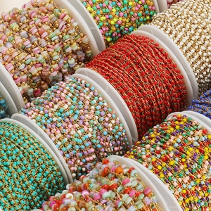 Colorful DIY stainless steel beads chain rolls for jewelry making and punk necklaces