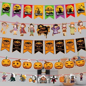 Kit de bannières d'Halloween en papier avec citrouilles, fantômes et décorations de fête
