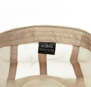Pflegeetikett mit 80% Baumwolle und 20% Polyester für khakifarbene Mesh-Mütze