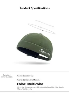 Army green docker hat with Sports embroidery and adjustable buckle detail
