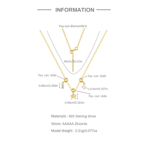 Detail of adjustable 925 silver bow necklace showing pearl and zircon pendant dimensions