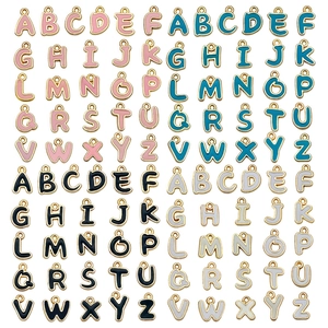 Ciondoli Alfabeto in Smalto per Creazione di Gioielli Fai-da-te Lettera in Lega Tonalità Oro per Collana Braccialetto Artigianato Decorazione