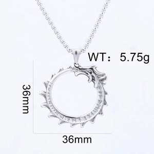 Macro shot of silver dragon Ouroboros pendant with Nordic runes, 36mm diameter size