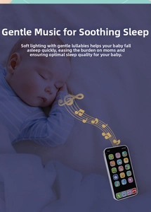 Luminous baby toy smartphone with music icons and soft lighting for sleep aid
