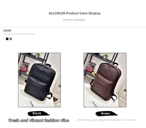 Detail view of stylish black and brown PU leather backpacks with dual zipper closures