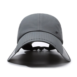 Deep grey adjustable sun hat with breathable perforated brim for outdoor athletic sports