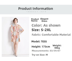 Detailed size guide and specifications for vintage long-sleeve floral patchwork midi dress