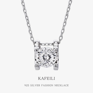 925 Sterling Silver Geometric Zirconia Pendant Necklace For Women Minimalist Dainty Clavicle Chain Jewelry Everyday Gift