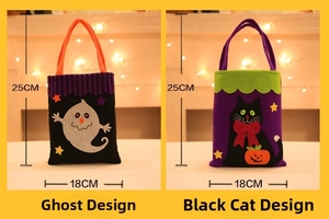 Ghost and black cat Halloween gift bags with 25cm height and 18cm width dimensions