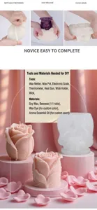 Detailed view of flexible silicone rose mold showing intricate petal textures and easy removal